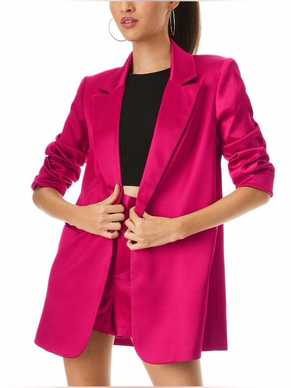 NWT Alice + Olivia Denny Notch Collar Blazer in Raspberry Pink.